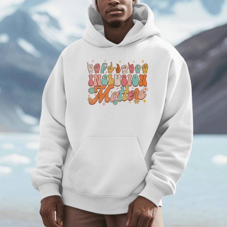 Inclusion Matters Groovy American Sign Language ASL Teacher For Men Women Unisex Hoodie, novelty gifts, funny gifts Inclusion Matters Groovy American Sign Language ASL Teacher For Men Women Unisex Hoodie, novelty gifts, funny gifts