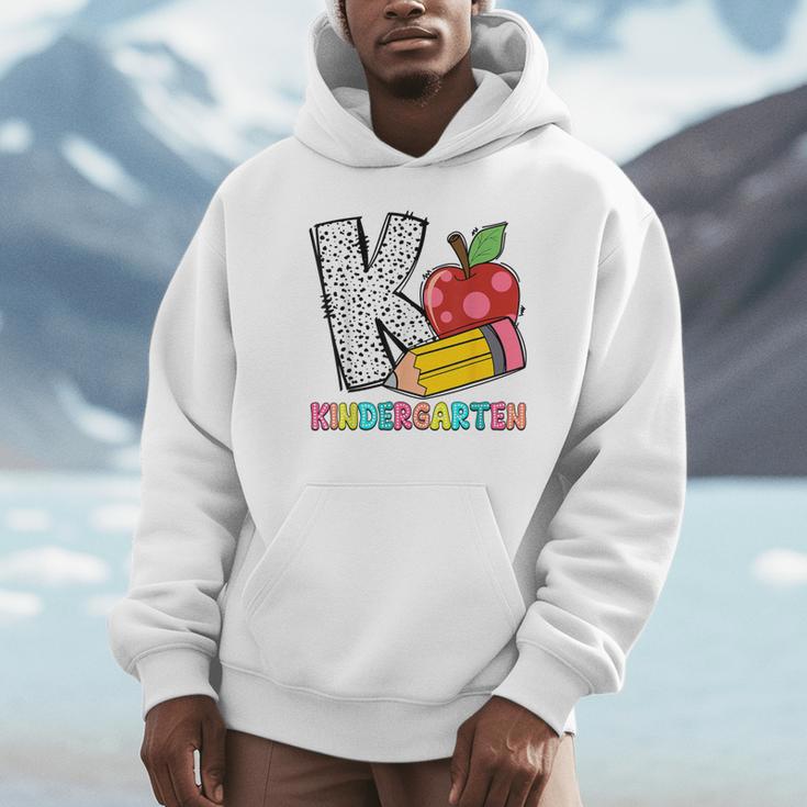 K Is For Kindergarten Teacher Pencil Apple Back To School Unisex Hoodie, novelty gifts, funny gifts K Is For Kindergarten Teacher Pencil Apple Back To School Unisex Hoodie, novelty gifts, funny gifts