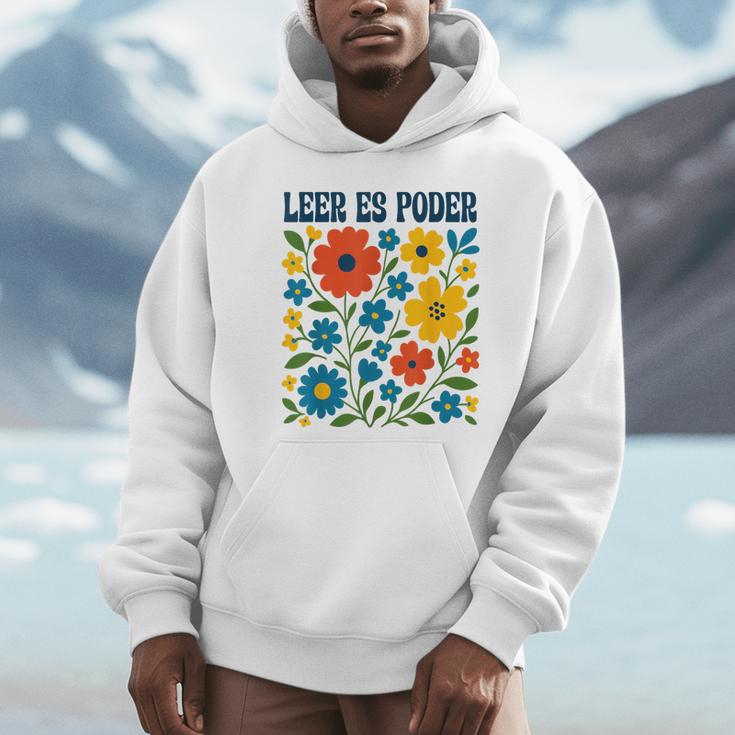 Leer Es Poder Cute Floral Boho Spanish Teacher Reading Unisex Hoodie, novelty gifts, funny gifts