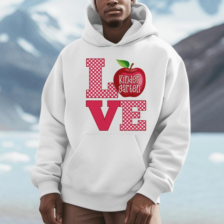 Love Kindergarten Cute Apple School Teacher Unisex Hoodie, novelty gifts, funny gifts