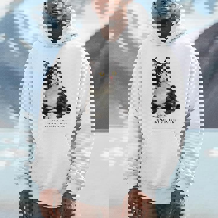 Mischief In Fur 猫写真 ハチワレ猫 黒白猫 猫好き ネタ 猫しもべ 猫飼い 猫依存症 長袖tシャツ パーカー