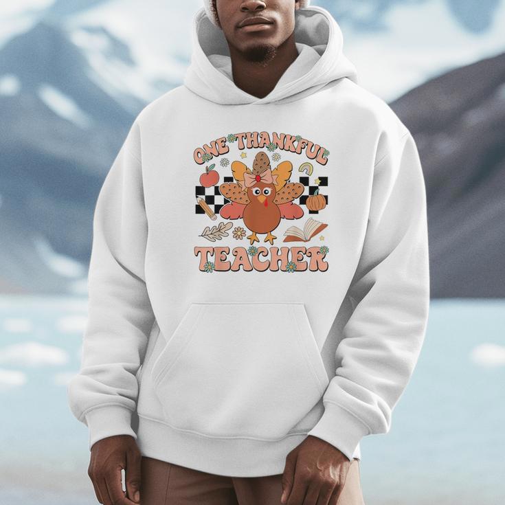 One Thankful Teacher Thanksgiving Retro Groovy Fall Teachers Unisex Hoodie, novelty gifts, funny gifts One Thankful Teacher Thanksgiving Retro Groovy Fall Teachers Unisex Hoodie, novelty gifts, funny gifts