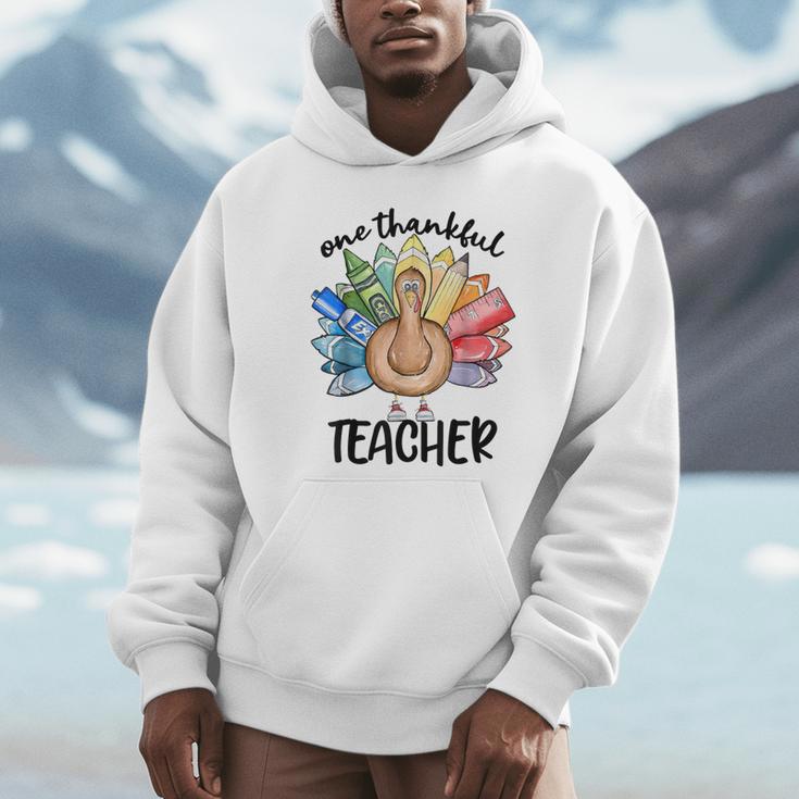 One Thankful Teacher Turkey Pencil Thanksgiving Teachers Unisex Hoodie, novelty gifts, funny gifts