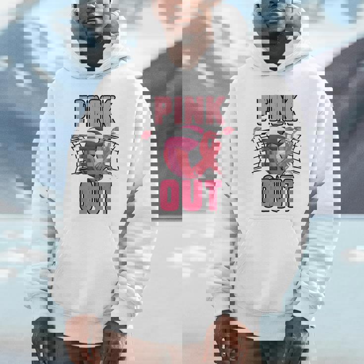 Pink Out Volleyball Breast Cancer Awareness Ribbon Volley Hoodie