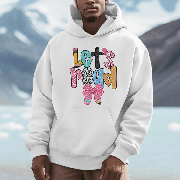 Lets Read Reading Teacher Back To School Literacy Pencil Bow Unisex Hoodie, novelty gifts, funny gifts Lets Read Reading Teacher Back To School Literacy Pencil Bow Unisex Hoodie, novelty gifts, funny gifts