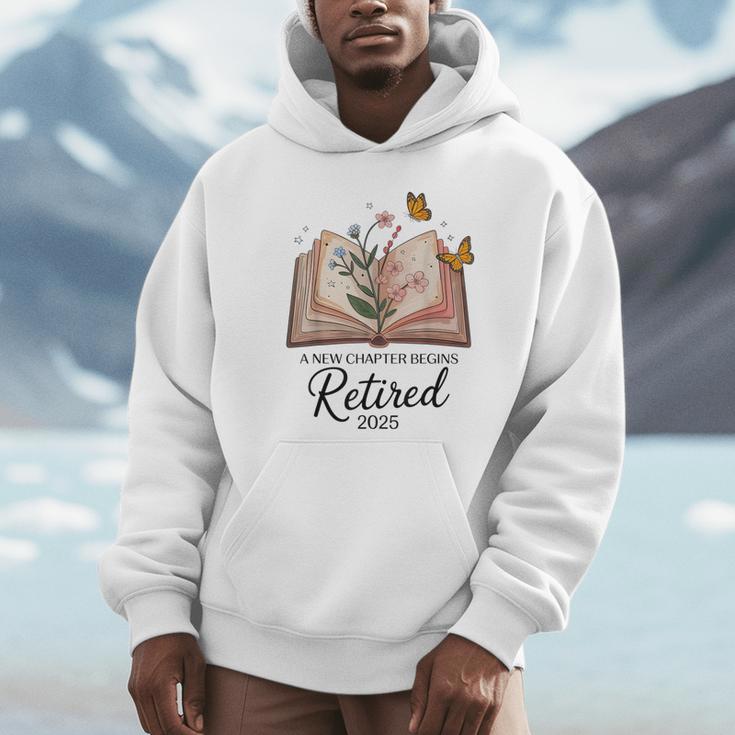Retired 2025 A New Chapter Begins Retirement Teacher Book Unisex Hoodie, novelty gifts, funny gifts