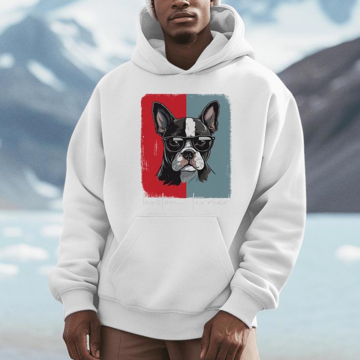 Retro Boston Terrier Dog Lover Bostie Mom Dad Dog Owner Unisex Hoodie, novelty gifts, funny gifts