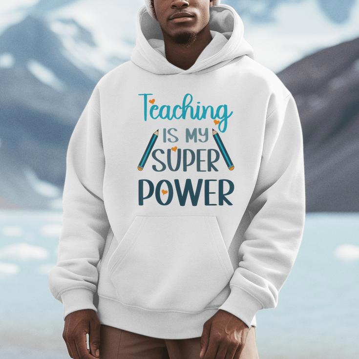 Retro Groovy Teaching Is My Super Power Teacher's Present Men Women Unisex Hoodie, novelty gifts, funny gifts