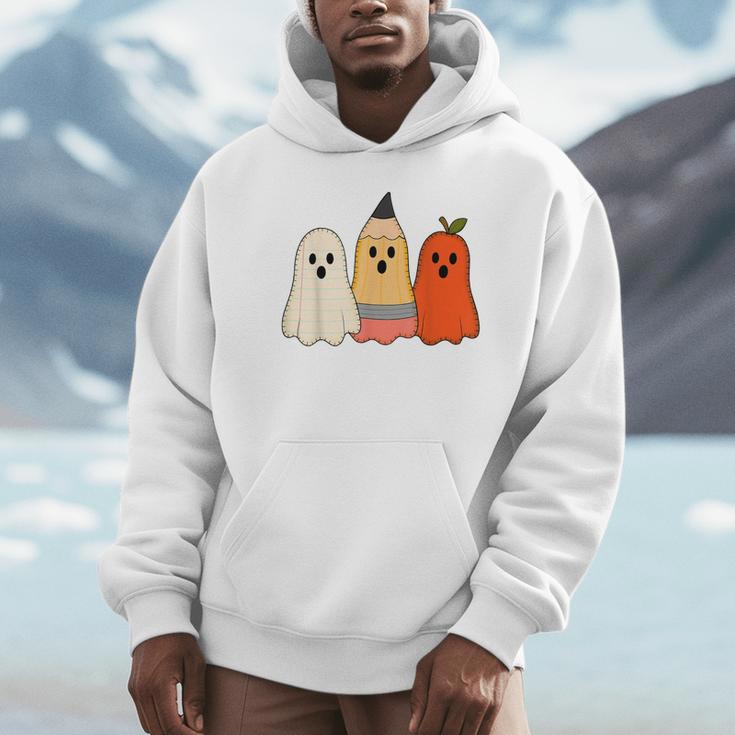 Retro Pencil Ghost Boo Spooky Teacher Halloween Costume Unisex Hoodie, novelty gifts, funny gifts