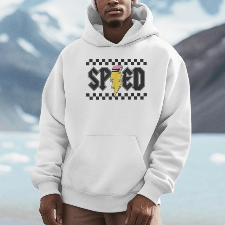 Retro SPED Teacher Pencil Lightning Bolt Back To School Unisex Hoodie, novelty gifts, funny gifts