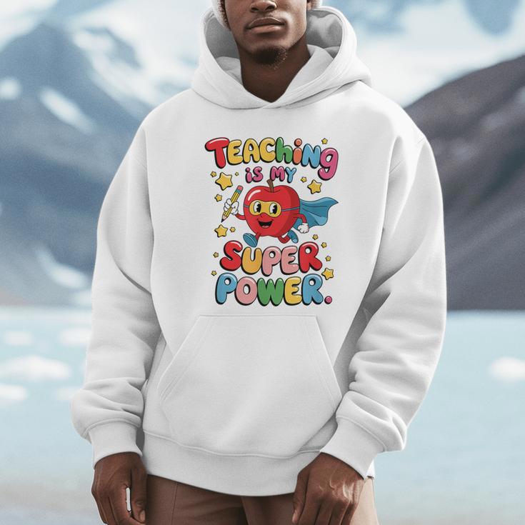 Retro Teaching Is My Superpower Apple Teacher Appreciation Unisex Hoodie, novelty gifts, funny gifts Retro Teaching Is My Superpower Apple Teacher Appreciation Unisex Hoodie, novelty gifts, funny gifts