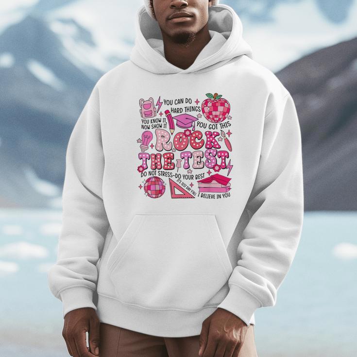Rock The Test Testing Day Don't Stress Do Your Best Teacher For Men Women Girls Kids Unisex Hoodie, novelty gifts, funny gifts