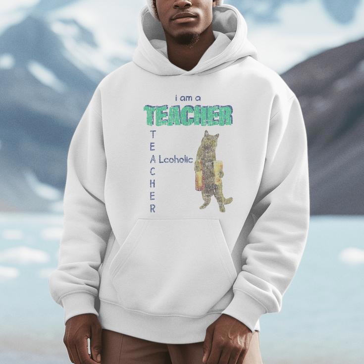 I Am A Teacher Alcoholic Cat Beer Feline Men Women Unisex Hoodie, novelty gifts, funny gifts I Am A Teacher Alcoholic Cat Beer Feline Men Women Unisex Hoodie, novelty gifts, funny gifts