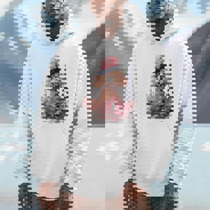 かわいい フランス パリ エッフェル塔 トイプードル パリジャンプードル 長袖tシャツ パーカー