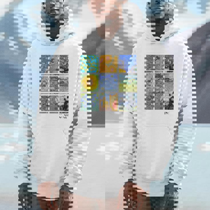 ひまわりと星月夜のゴッホ絵画コラージュ パーカー