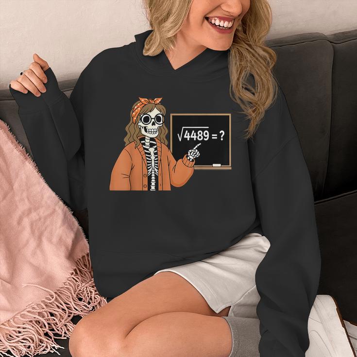 67 Math Teacher Skeleton Halloween Root 4489 Messy Bun Women Unisex Hoodie, funny design