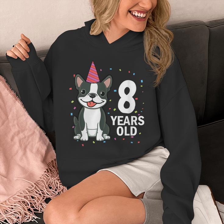 8 Years Old Birthday Boston Terrier Dog Lover 8th Party Kid Unisex Hoodie, funny design