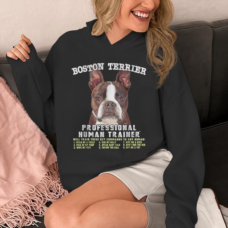 Boston Terrier Brindle Dog Professional Human Trainer Unisex Hoodie, funny design