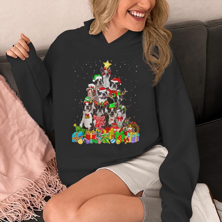 Boston Terrier Dog Christmas Tree Lights Xmas Pajama For Men Women Kids Unisex Hoodie, Boston Terrier Christmas Gifts, funny design