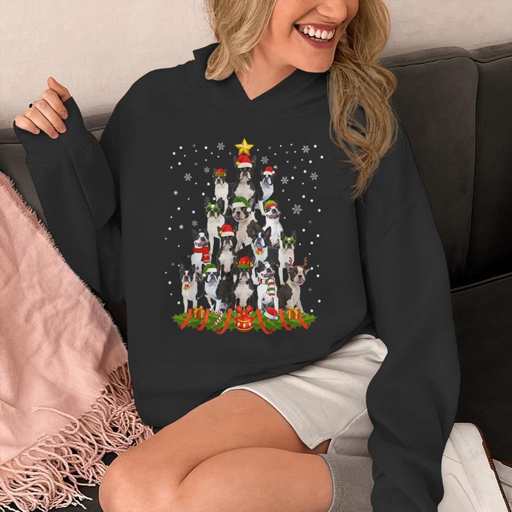 Boston Terrier Dog Christmas Tree Santa Hat Xmas Pajama Men Women Kids Unisex Hoodie, Boston Terrier Christmas Gifts, funny design