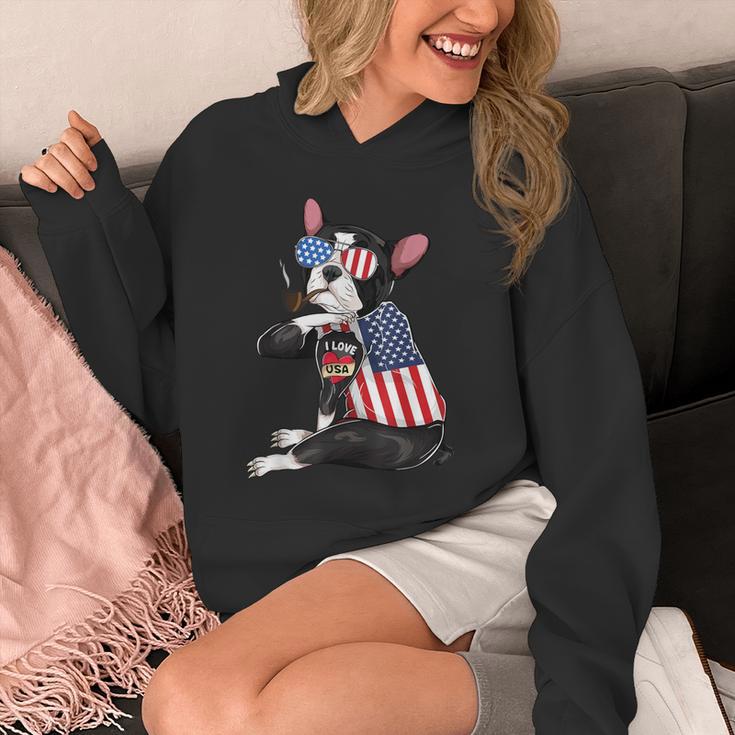 Boston Terrier Dog Merica 4th Of July Usa American Flag Men Unisex Hoodie, American Boston Terrier Gifts, Boston Terrier 4th Of July Gifts, funny design