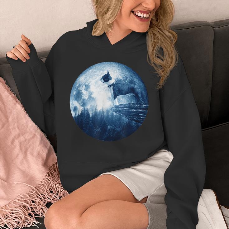 Boston Terrier Dog Moon Dog Mom Dad Women Men Dog Lovers Unisex Hoodie, Couple Gifts, Mom Gifts, Boston Terrier Dad Gifts, Boston Terrier Mom Gifts, funny design