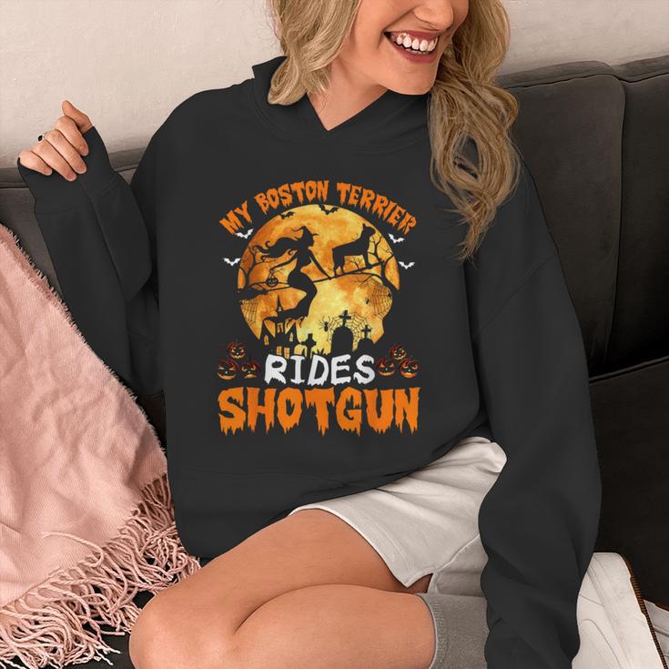 My Boston Terrier Dog Rides Shotgun Witch Halloween Men Women Unisex Hoodie, Boston Terrier Halloween Gifts, funny design