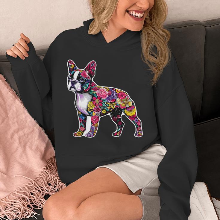 Boston Terrier Floral Dog Lover Vintage Distressed For Men Women Kids Unisex Hoodie, funny design