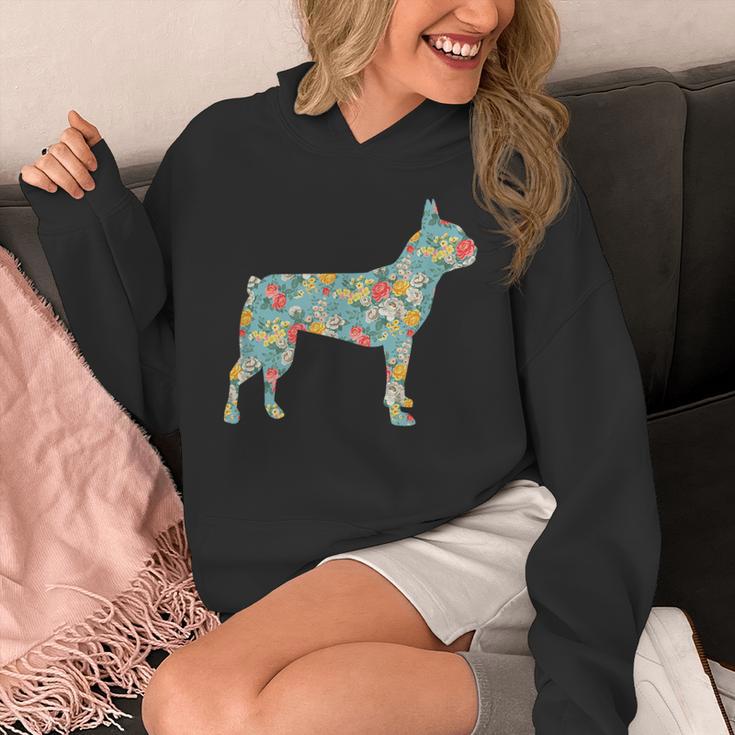 Boston Terrier Flower Silhouette Floral Dog Men Women Girls Kids Unisex Hoodie, funny design