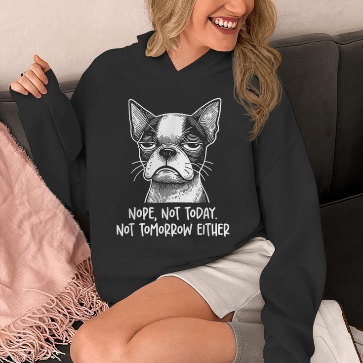 Boston Terrier Nope Not Today Not Tomorrow Either Sarcastic Unisex Hoodie, funny design