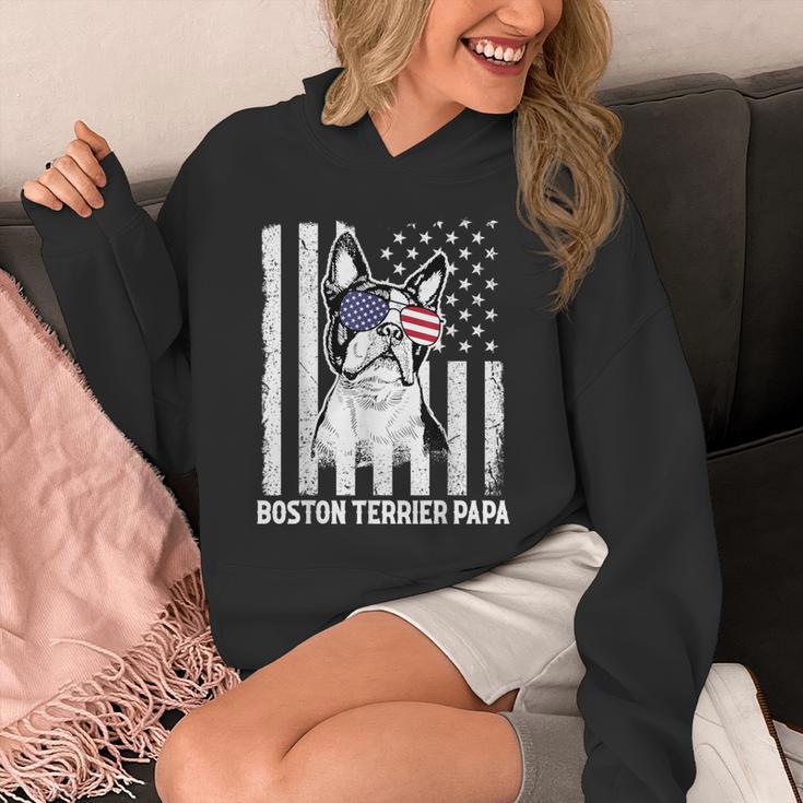 Boston Terrier Papa Cool Dog Lover USA American Flag Men Women Unisex Hoodie, American Boston Terrier Gifts, funny design