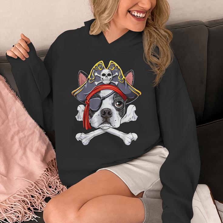 Boston Terrier Pirate T Shirt Jolly Roger Crossbones Skull Unisex Hoodie, funny design