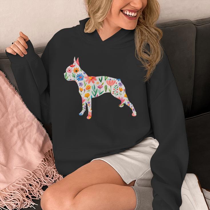 Boston Terrier Watercolor Flowers Unisex Hoodie, funny design