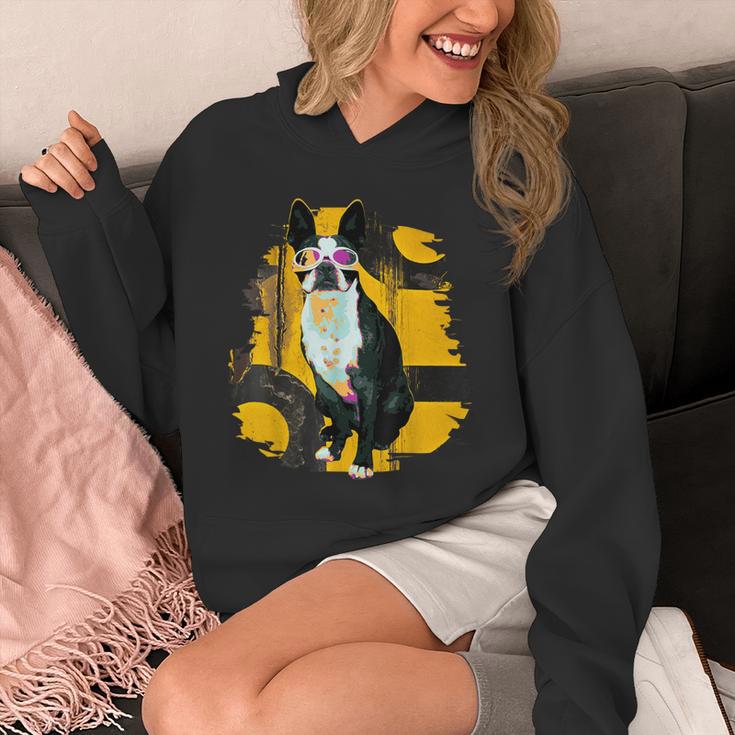 Boston Terrier s Mid-Century Modern Art s Street Grunge Unisex Hoodie, funny design