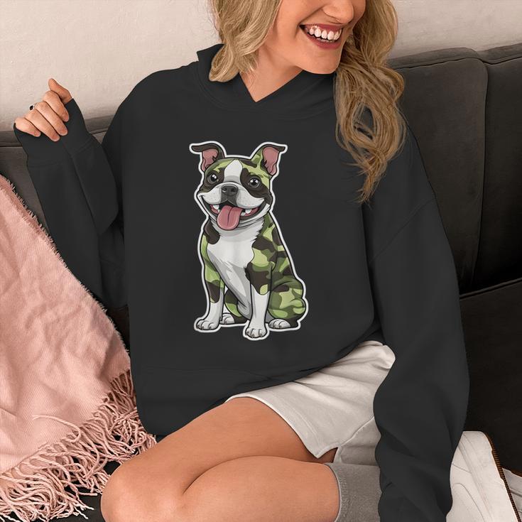 Camo Boston Terrier Pet Owner Camouflage Dog Lover Unisex Hoodie, funny design