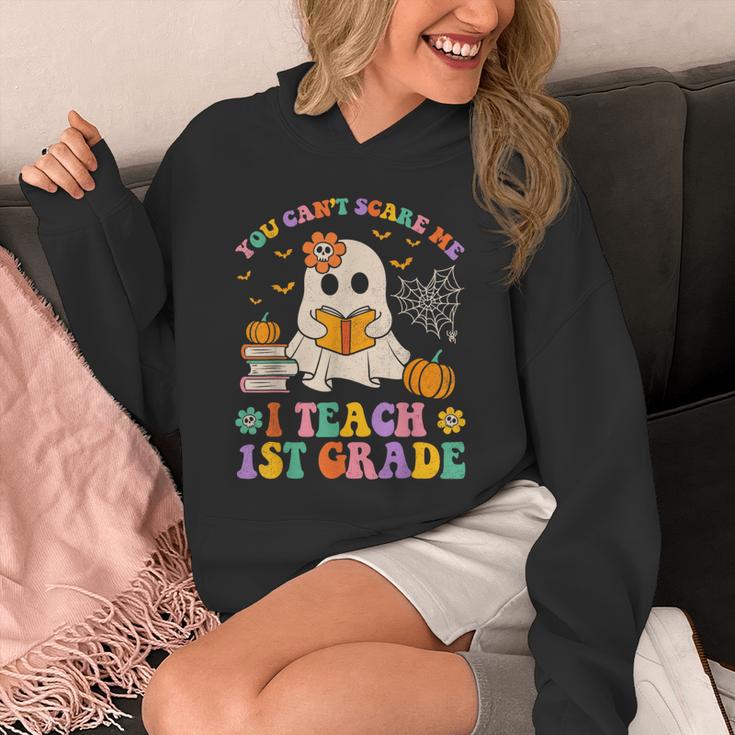 You Can't Scare Me I Teach 1st Grade Teacher Halloween Ghost Unisex Hoodie, funny design