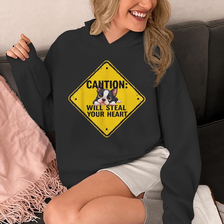 Caution Sign Boston Terrier Dog Bostie Puppy Unisex Hoodie, funny design