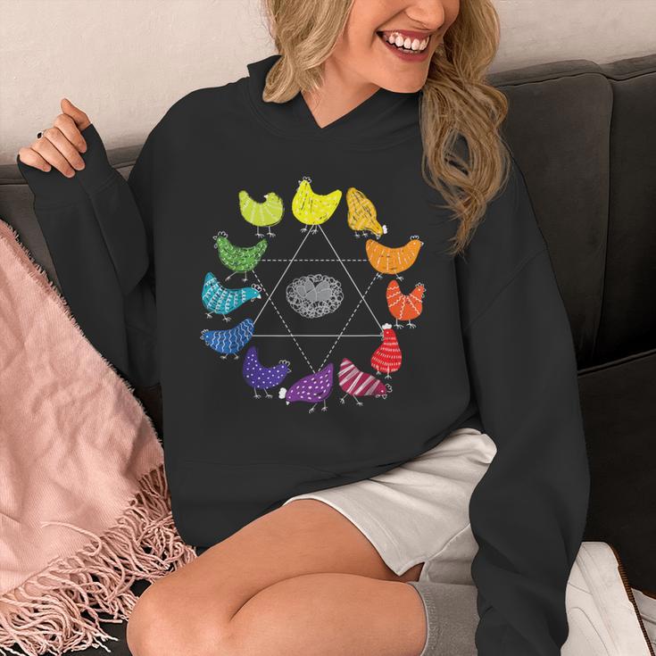 Chicken Themed Color Wheel Educational Art Teacher Artist Men Women Girls Kids Unisex Hoodie, funny design