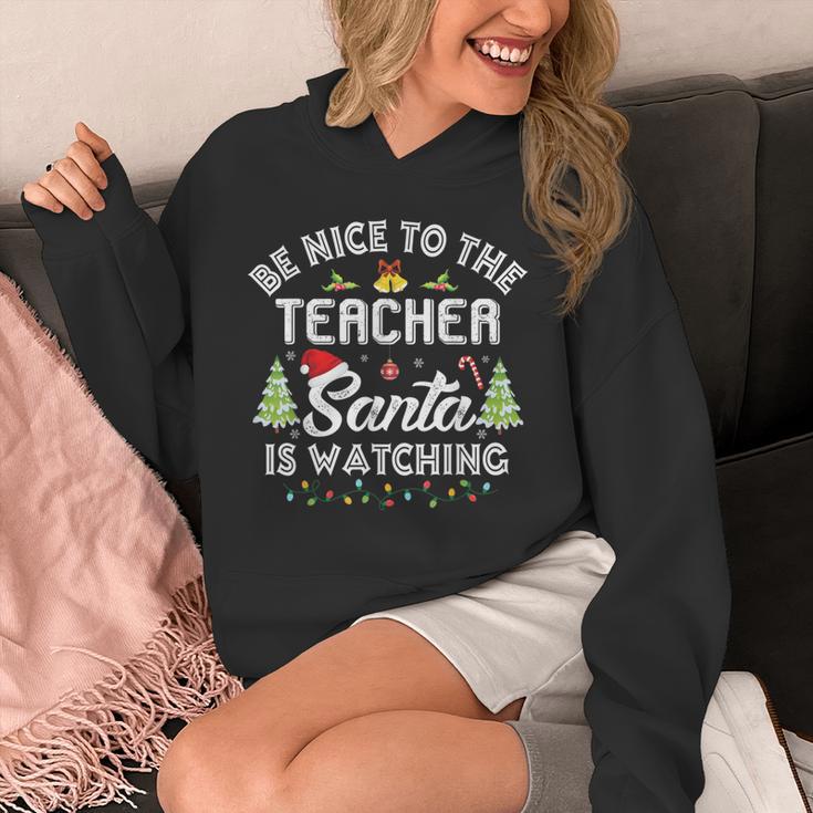 Christmas Be Nice To The Teacher Santa Is Watching Xmas Unisex Hoodie, funny design Christmas Be Nice To The Teacher Santa Is Watching Xmas Unisex Hoodie, funny design