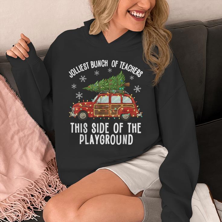 Christmas Teacher Squad Festive Car Tree Lights Xmas Unisex Hoodie, funny design