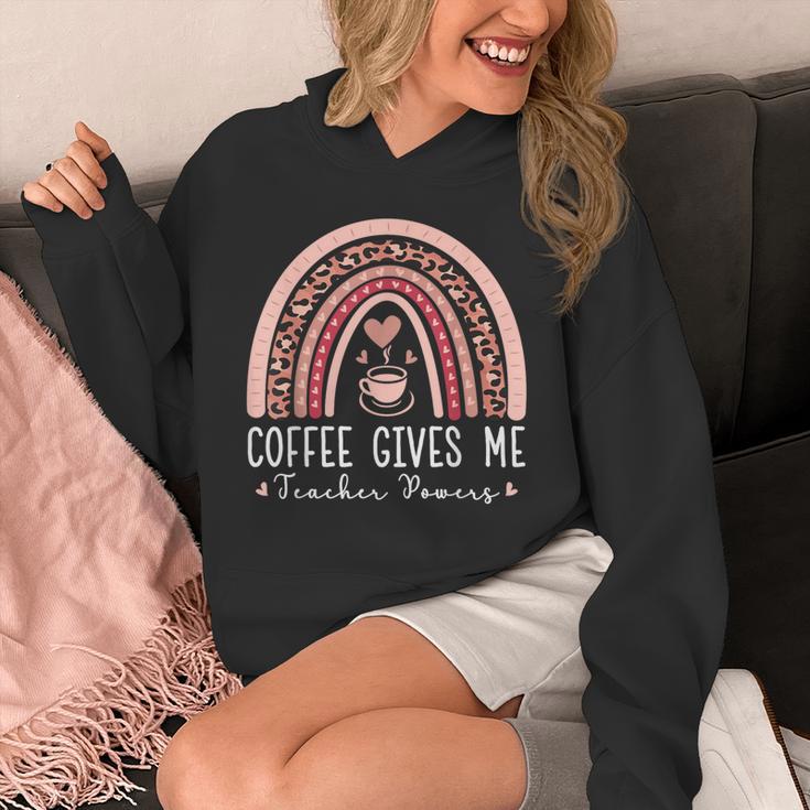 Coffee Gives Me Teacher Powers Leopard Rainbow Teacher Unisex Hoodie, funny design Coffee Gives Me Teacher Powers Leopard Rainbow Teacher Unisex Hoodie, funny design