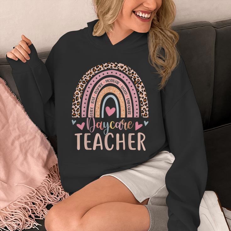 Cute Daycare Teacher Rainbow Leopard Print Childcare Worker Unisex Hoodie, funny design Cute Daycare Teacher Rainbow Leopard Print Childcare Worker Unisex Hoodie, funny design