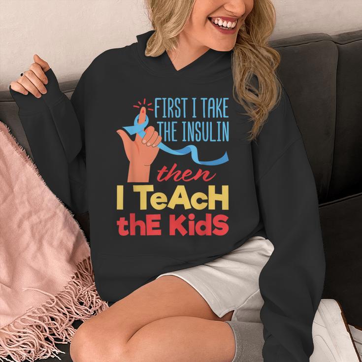 Diabetic Teacher Diabetes Awareness Insulin Blue Ribbon Unisex Hoodie, funny design