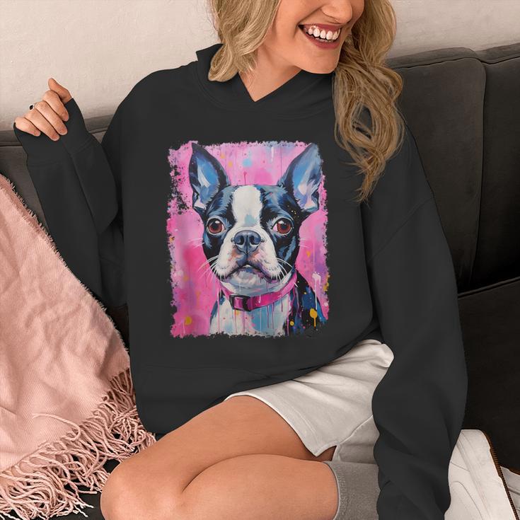 Dog Pink Boston Terrier Unisex Hoodie, funny design