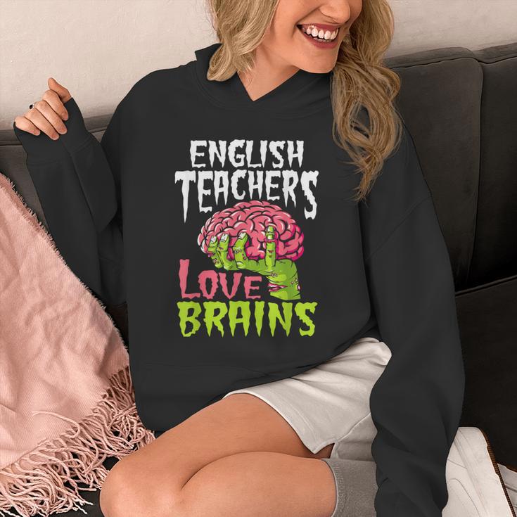 English Teachers Love Brains Zombie Teacher School Halloween Unisex Hoodie, English Teacher Gifts, funny design