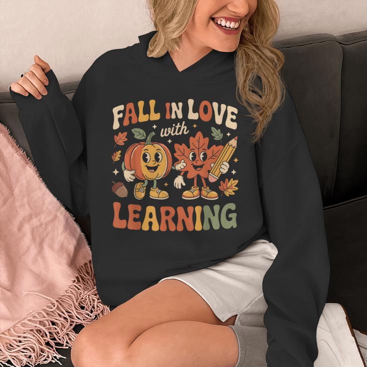 Fall In Love With Learning Retro Autumn Thanksgiving Teacher Unisex Hoodie, funny design Fall In Love With Learning Retro Autumn Thanksgiving Teacher Unisex Hoodie, funny design