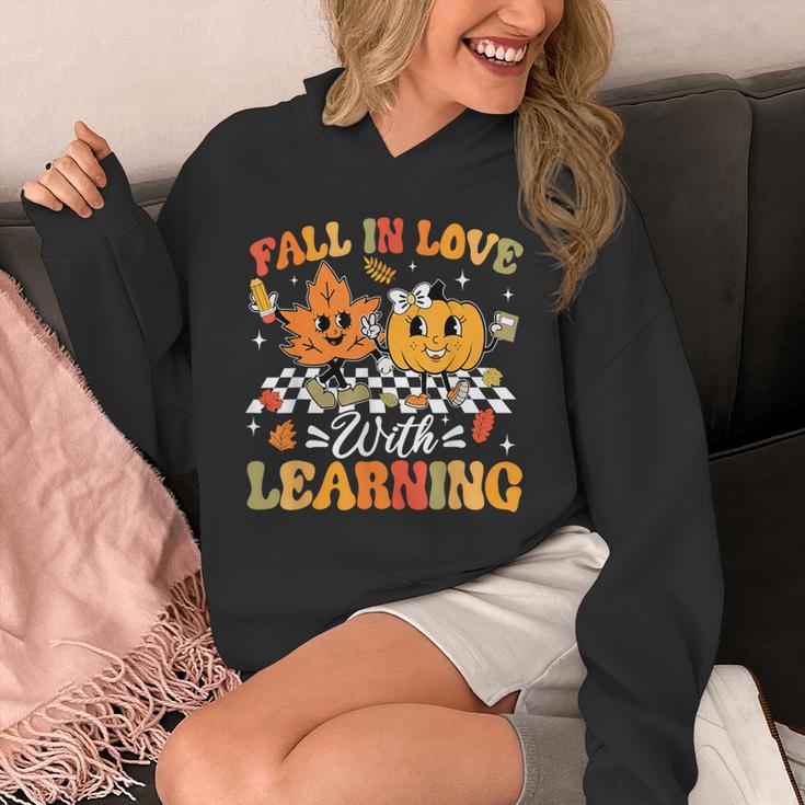 Fall In Love With Learning Fall Teacher Thanksgiving Retro Unisex Hoodie, funny design Fall In Love With Learning Fall Teacher Thanksgiving Retro Unisex Hoodie, funny design