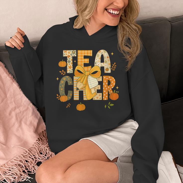 Fall Teacher Pumpkin Coquette Bow Autumn Classroom Unisex Hoodie, funny design