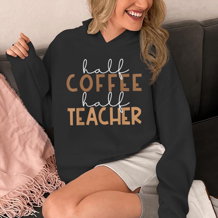 First Day Back To School Half Coffee Half Teacher Women Unisex Hoodie, funny design