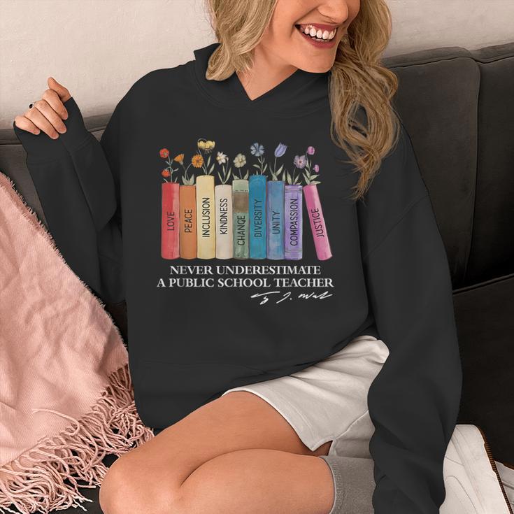 Floral Books Never Underestimate A Public School Teacher Unisex Hoodie, funny design Floral Books Never Underestimate A Public School Teacher Unisex Hoodie, funny design